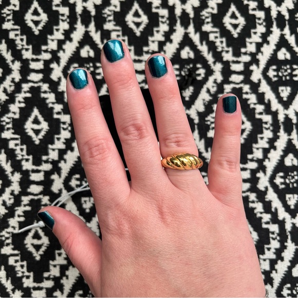 Mia Fiore Made In Italy 18kt Gold Plated Puffed Croissant Ring - Picture 5 of 5